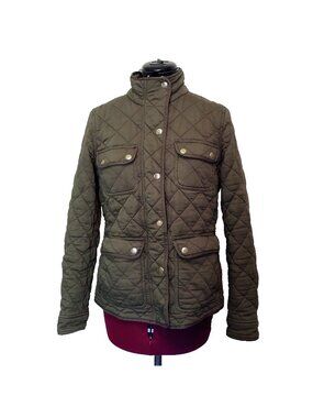 J.CREW Quilted Downtown Field Jacket Small Deep Moss Olive Green Coat S